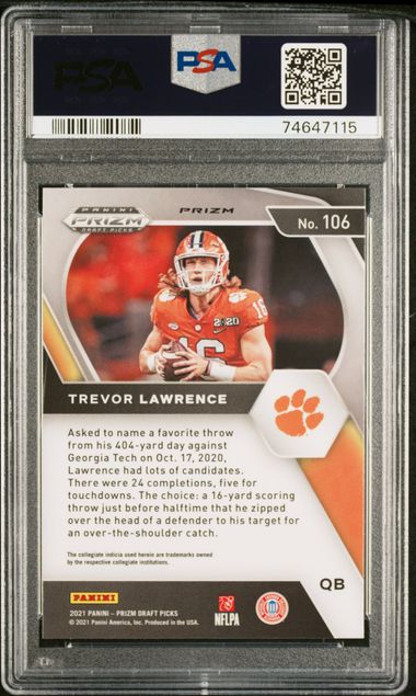 2021 Prizm Draft Picks Purple Wave Trevor Lawrence Rookie RC PSA 10 Pop 44! - 74647115