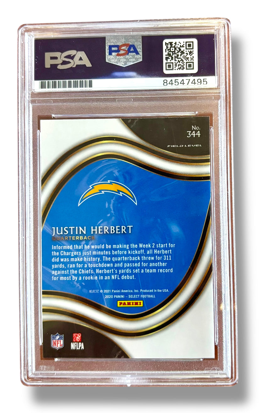 2021 Select Field Level Blue Ink Auto Justin Herbert Rookie RC PSA 10 - 84547495