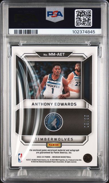 2022 Obsidian Orange Etch /35 Anthony Edwards Auth Auto PSA 9 - 102374845