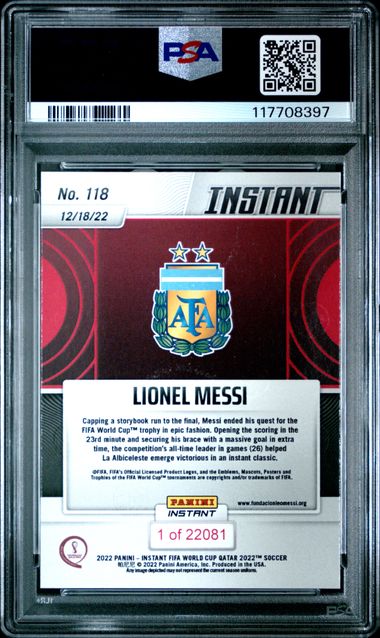 2022 Panini Instant Fifa World Cup Qatar /22801 Lionel Messi PSA 9 - 117708397