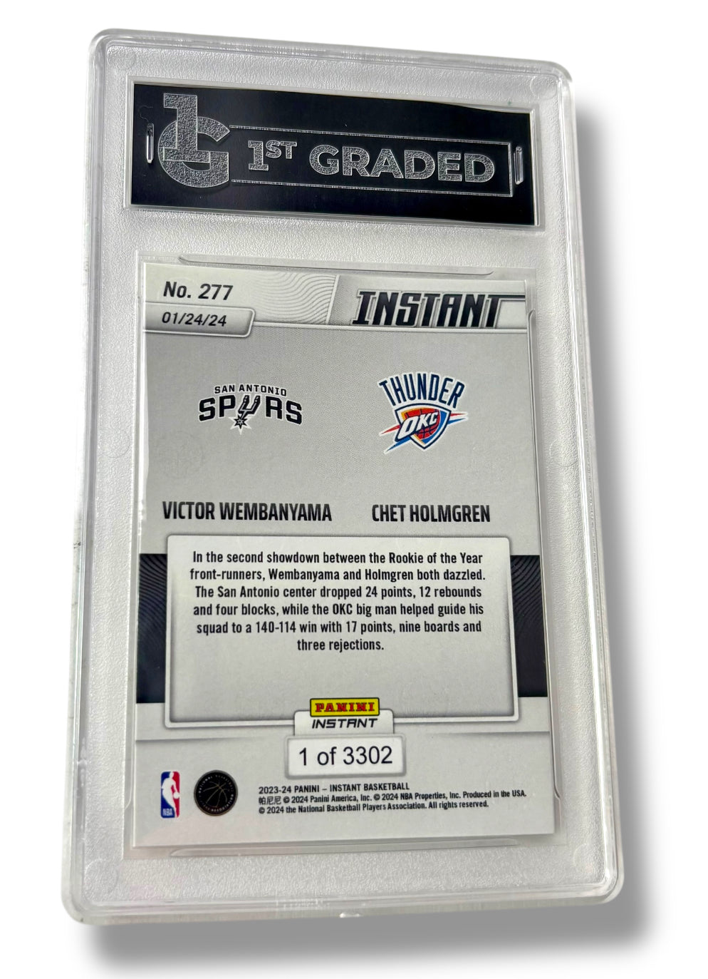 2023 Panini Instant Victor Wembanyama Chet Holmgren RC 1st Graded 10 Gem Mint