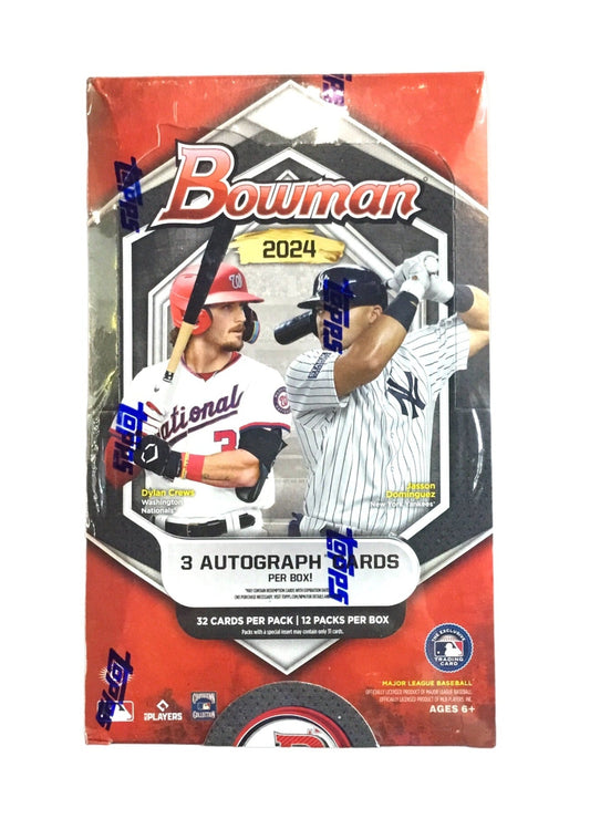2024 Bowman Baseball Hobby Box 12 Packs 32 Cards per Pack - YAMAMOTO CREWS JENKINS 3 Autographs Per Box on Average