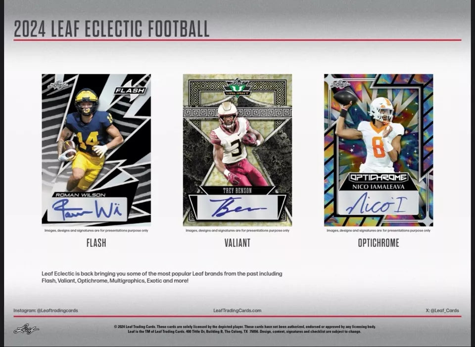 2024 Leaf Eclectic Football - 4 Autos included