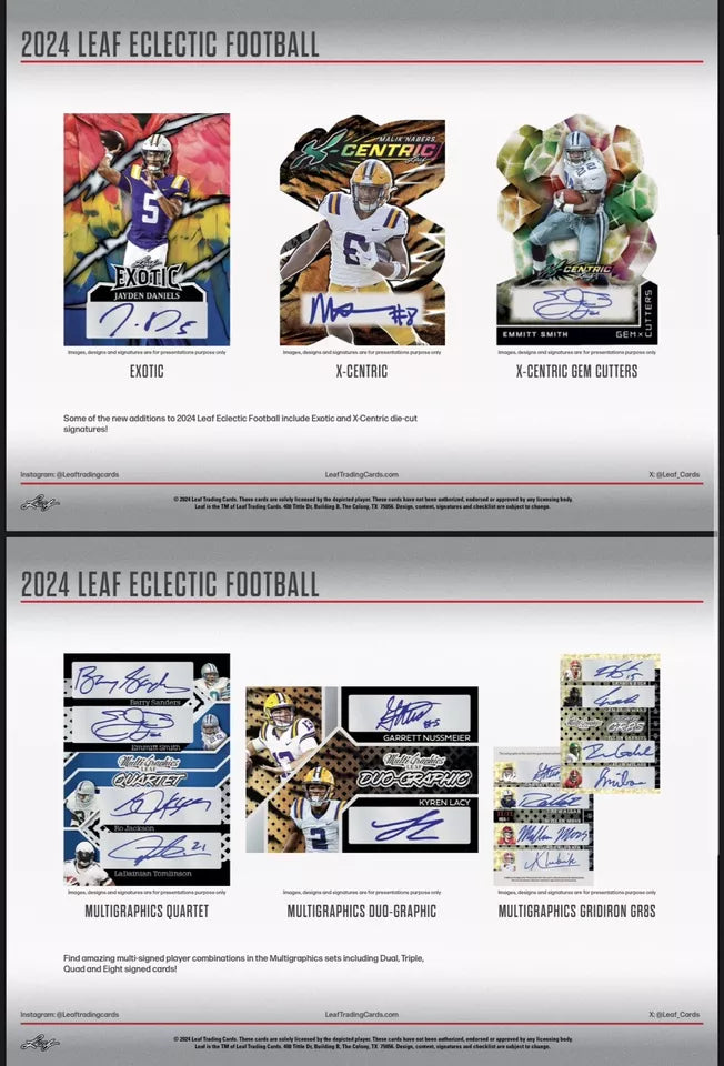 2024 Leaf Eclectic Football - 4 Autos included