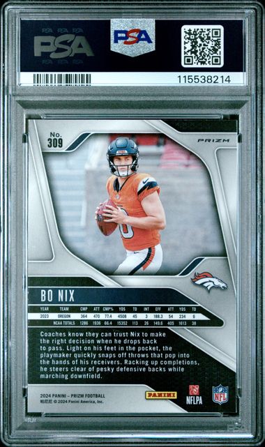 2024 Prizm Red White Blue Prizm Bo Nix Rookie RC PSA 9 - 115538214