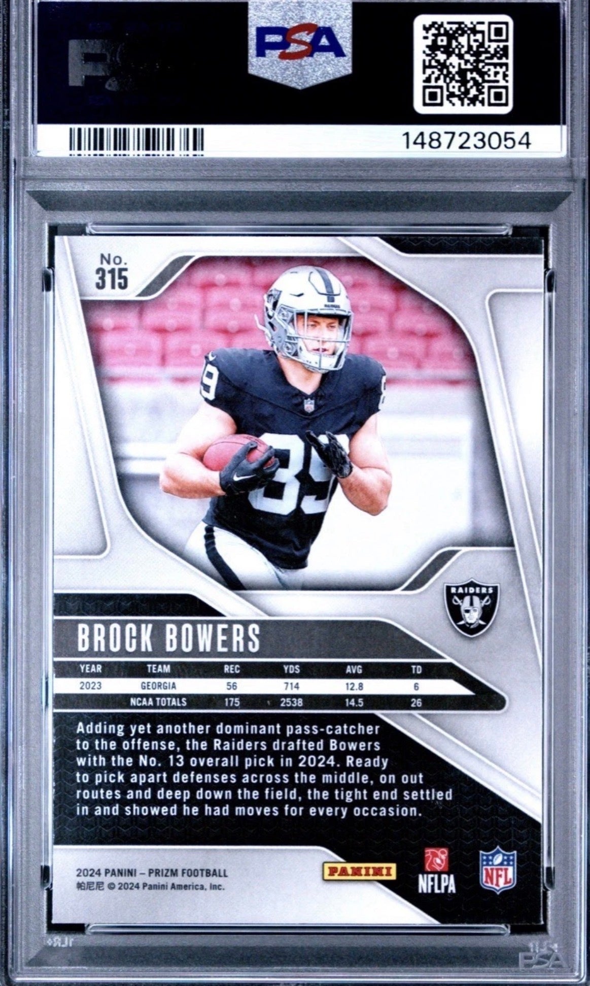 2024 Prizm Rookie RC #315 Brock Bowers PSA 9 - 148723054
