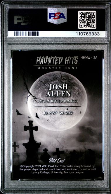 2024 Wild Card Haunted Hits Werewolf Rainbow Red Josh Allen 1/2 PSA 8 Pop 1! - 110769333