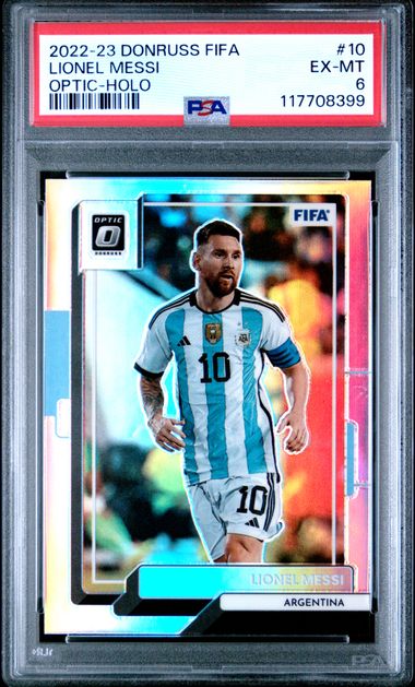 2025 Donruss Optic Holo Fifa Lionel Messi PSA 6 Rare Pop 5!