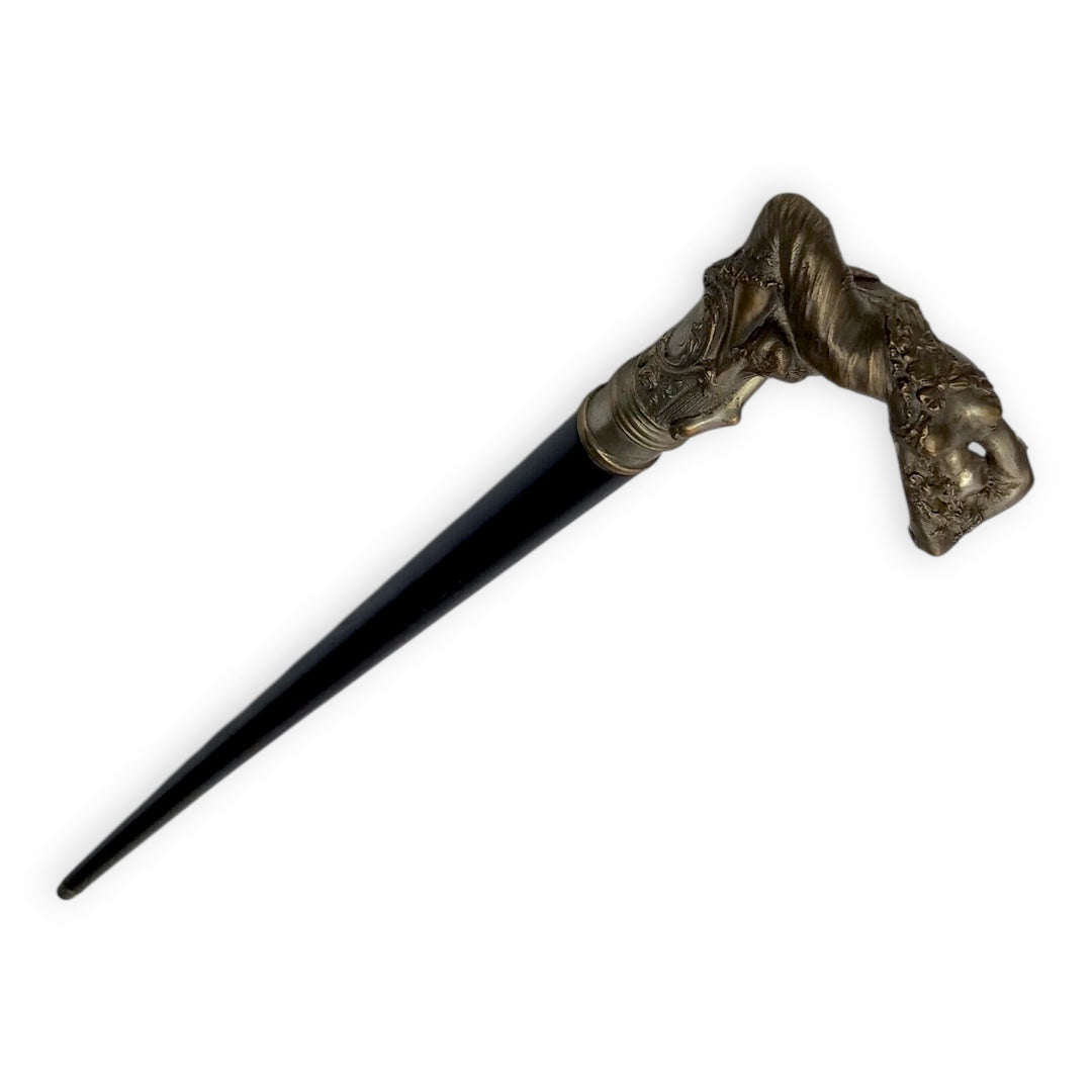 19th-Century Bronze Figural Cane Reclining Lady and Dove (Art Nouveau)