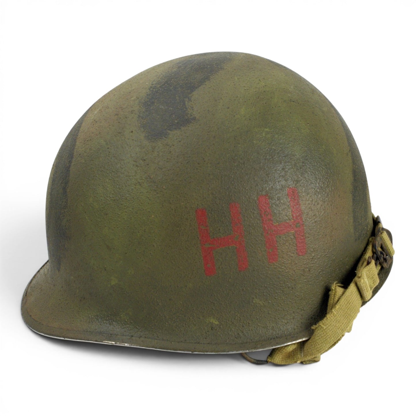 WWII U.S. 82nd Airborne Helmet, Red HH 1st Battalion 508th PIR Marking