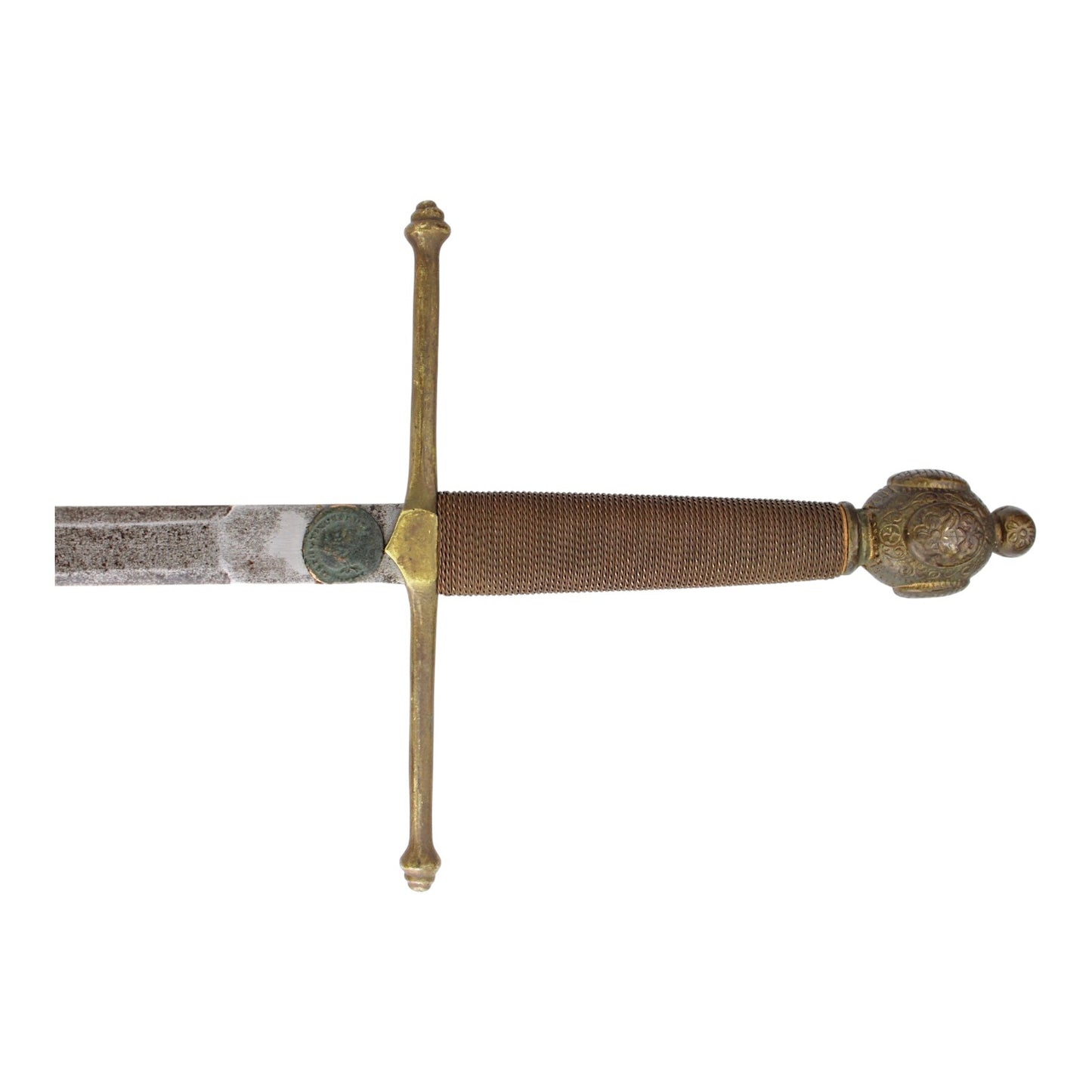 Large Longsword with Unique Maker Mark & Fascinating Embedded Ancient-Style Coin