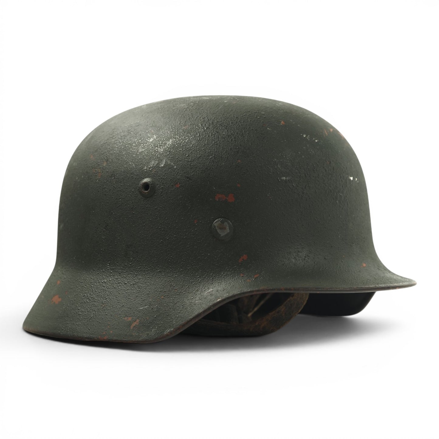 Named German WWII M35 Heer Helmet, Early Lot 081, Repainted from Afrika Korps Brown!