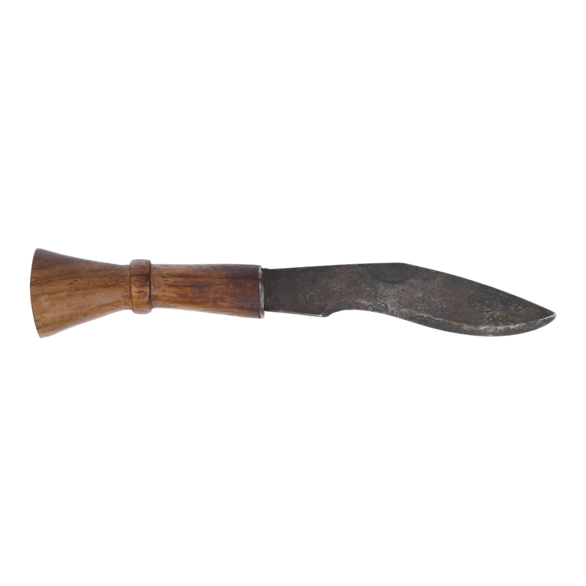 19th C. Nepalese Long Leaf Kukri with Signed Blade, Scabbard & Utility Knives