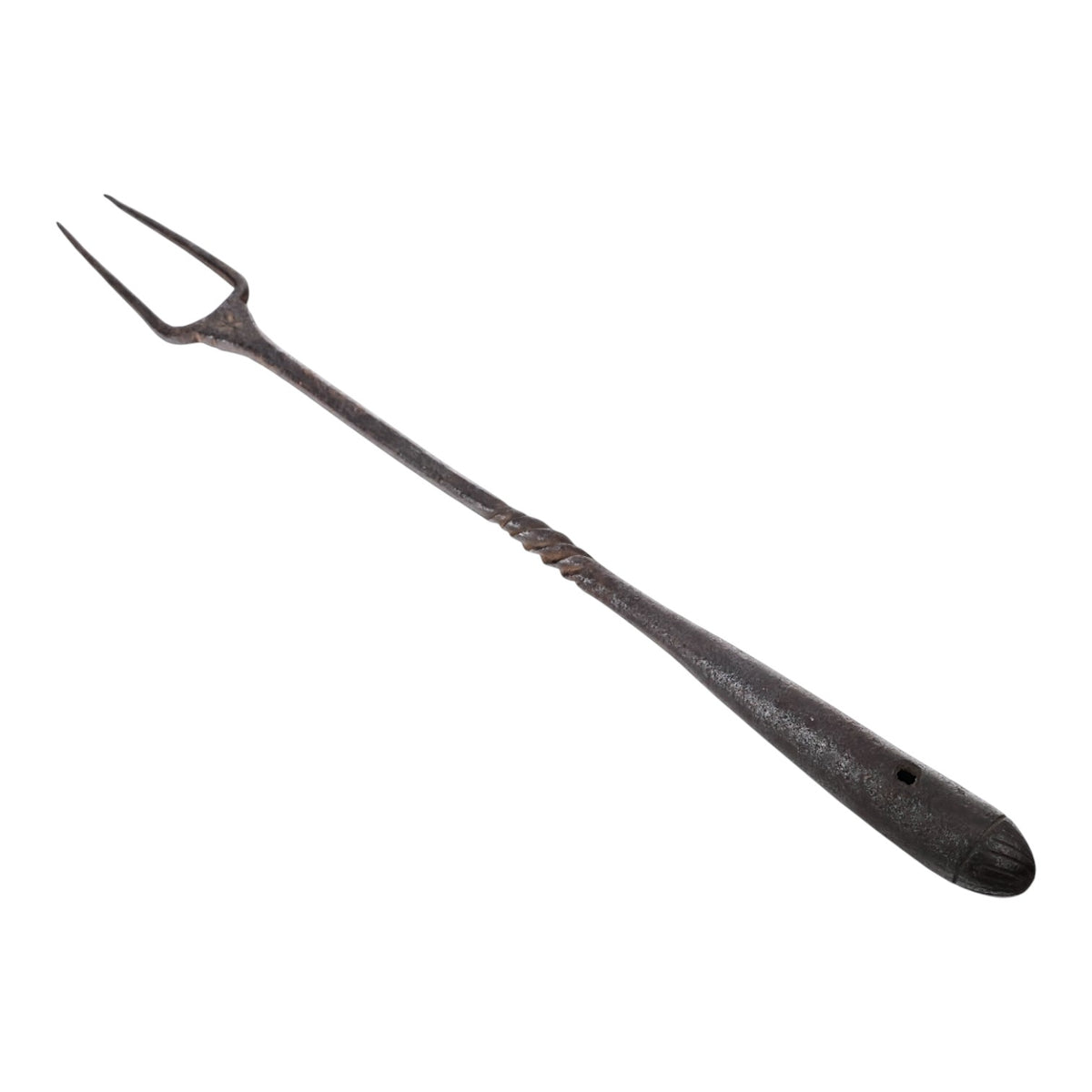 Medieval Iron Meat Fork with Struck Maker’s Mark, Twisted & Chiseled Work (English, French, or German Origin)