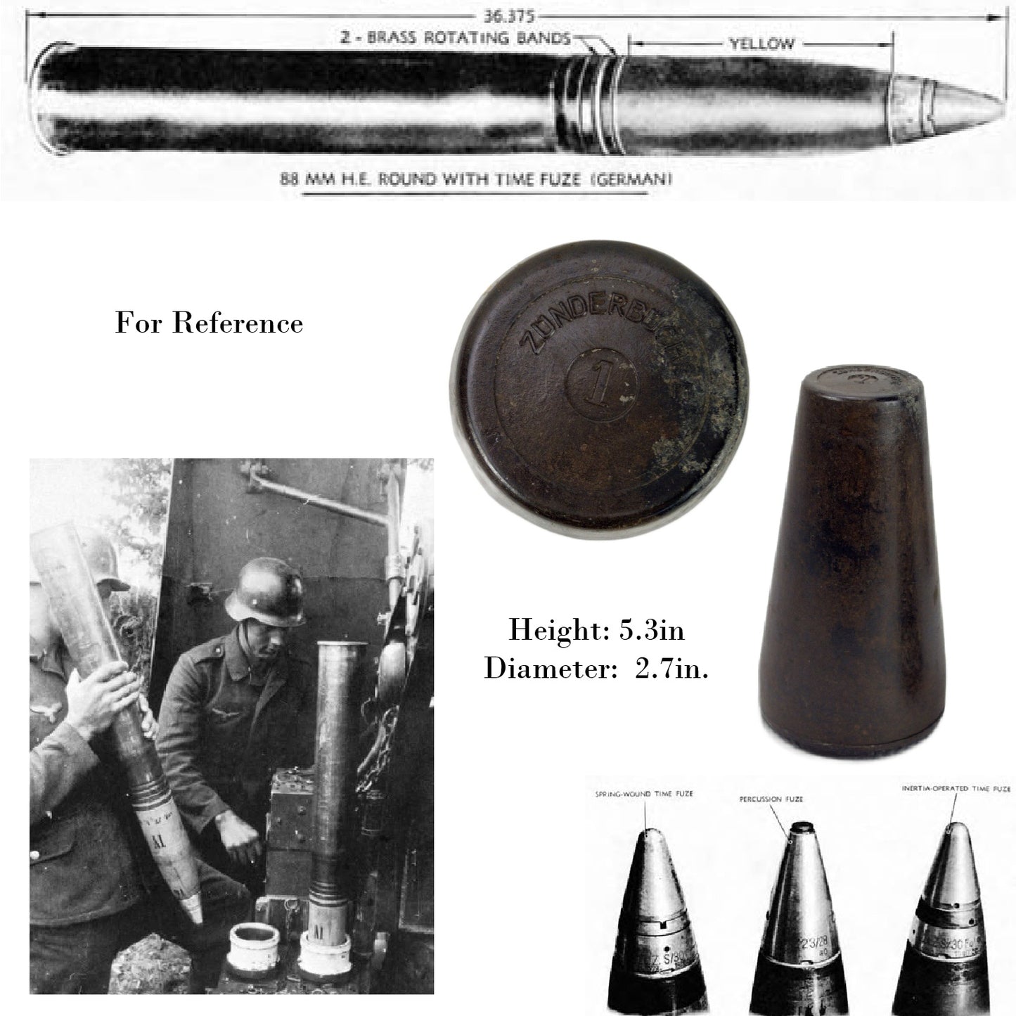 German WW2 Wehrmacht / Luftwaffe 8.8cm "88" Zünderbüchse Bakelite Fuse Container - Rare