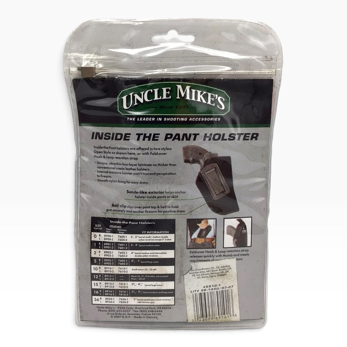 Uncle Mike’s Inside the Pant Gun Holster Black Size 10 (2007)