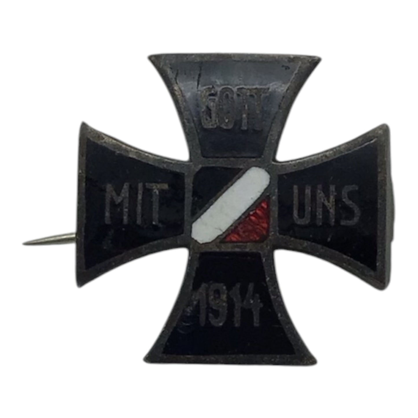 German WWI Iron Cross Patriotic Pin "Gott Mit Uns" 1914