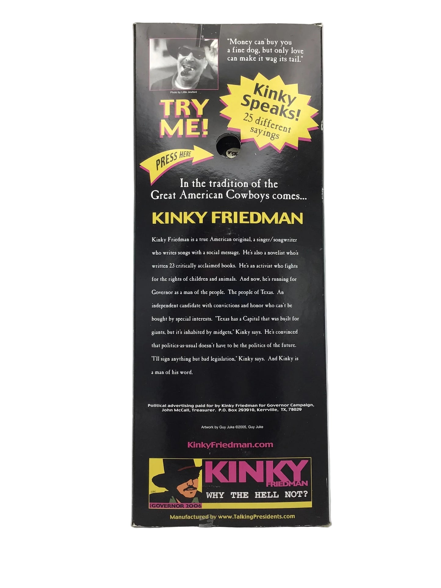 Kinky Friedman Talking Action Figure – 2006 Texas Governor Campaign Promotional Toy