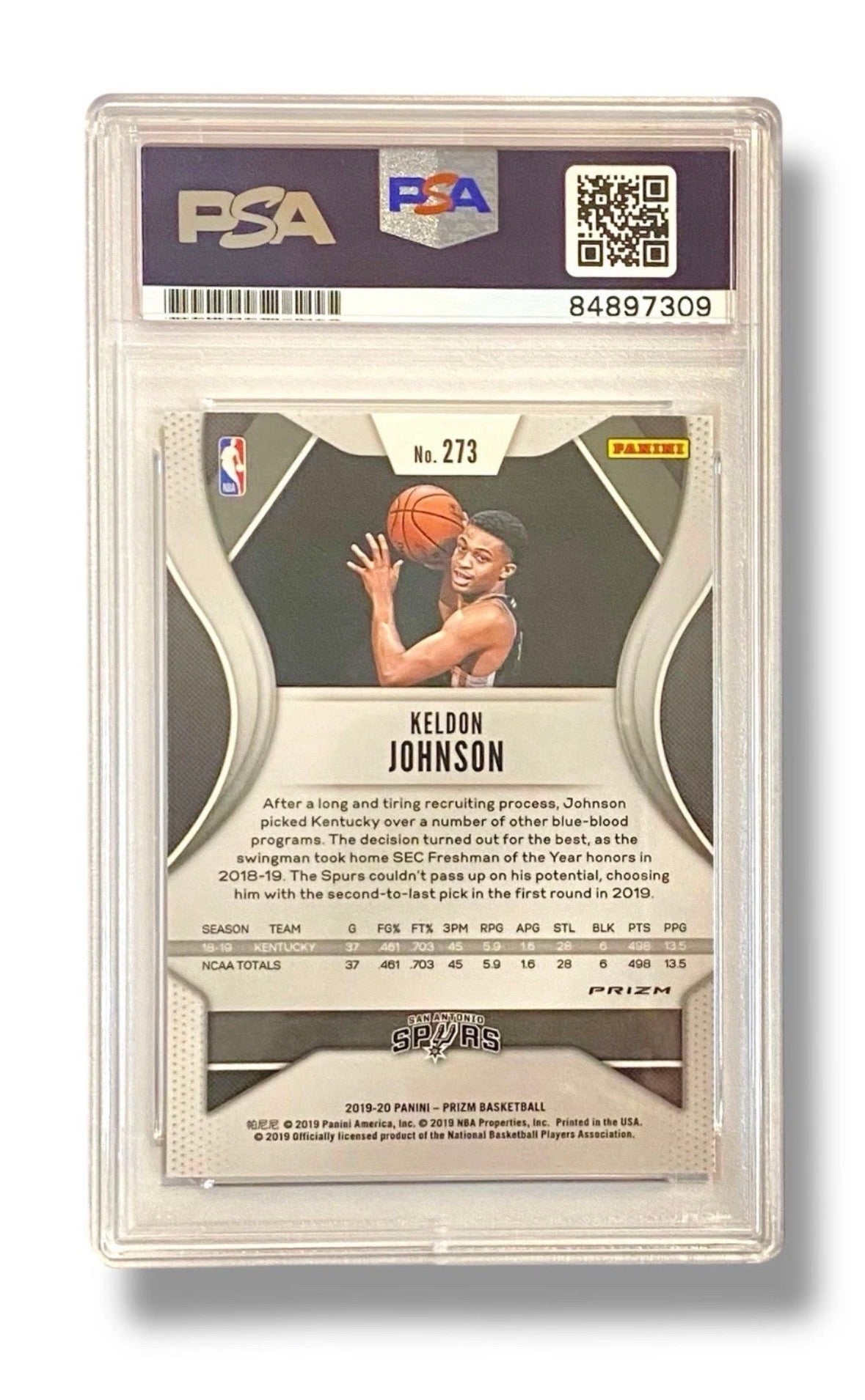 2019 Prizm Keldon Johnson Red Ice PSA Auth Auto DNA Certified Pop 1! - 84897309