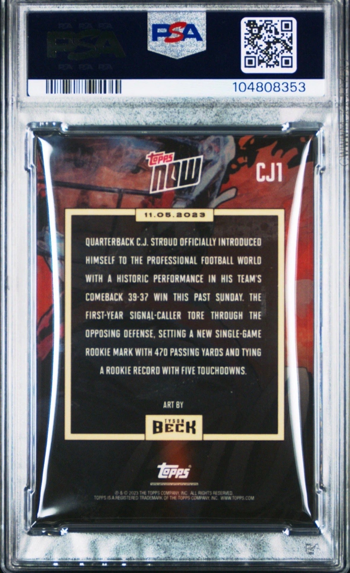 2023 Topps Now Tyson Beck #CJ1 CJ Stroud Rookie RC PSA 8 - 104808353