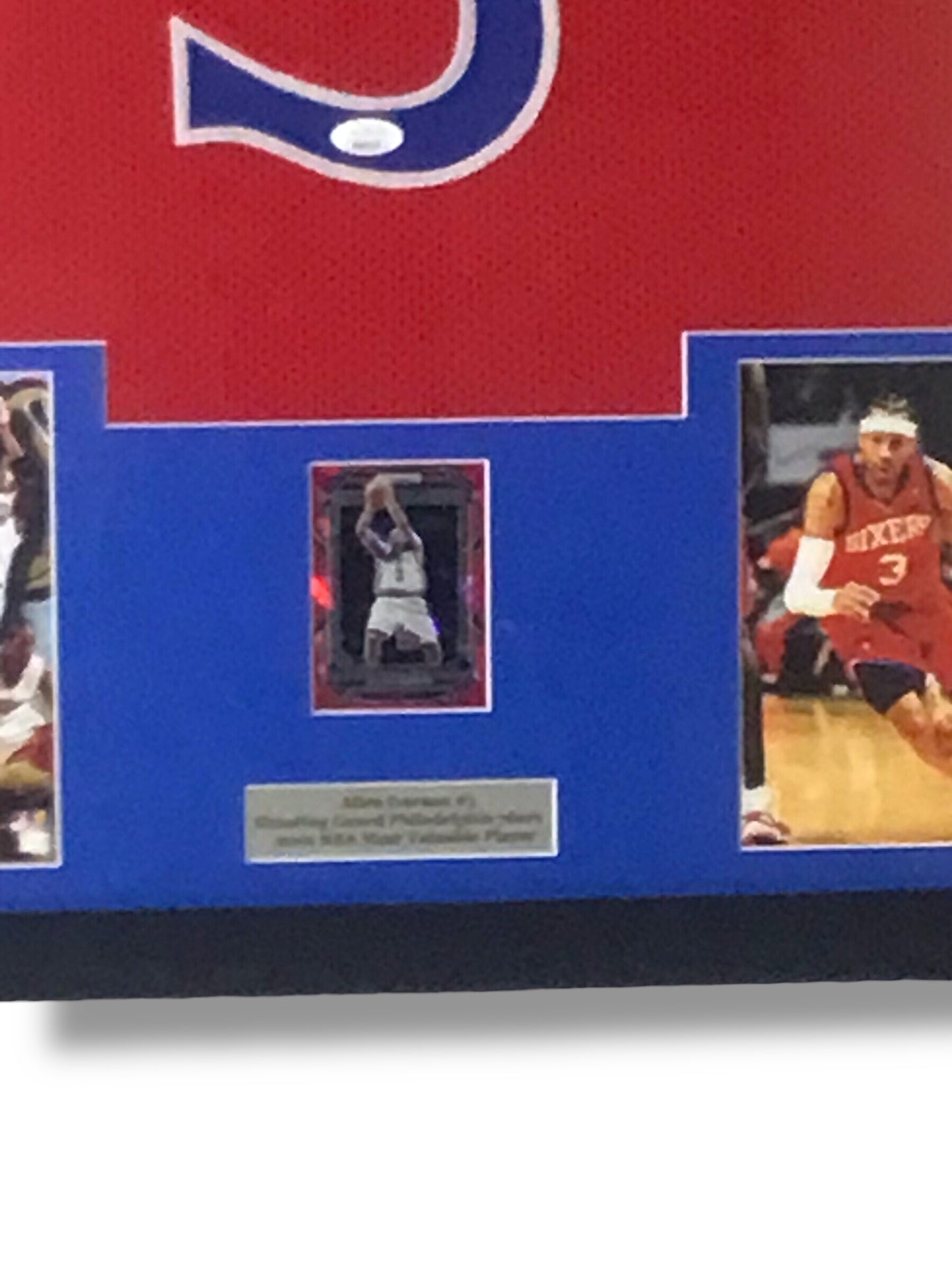 Allen Iverson Framed & Signed Autographed Jersey w/ JSA Cert & Prizm Insert Card