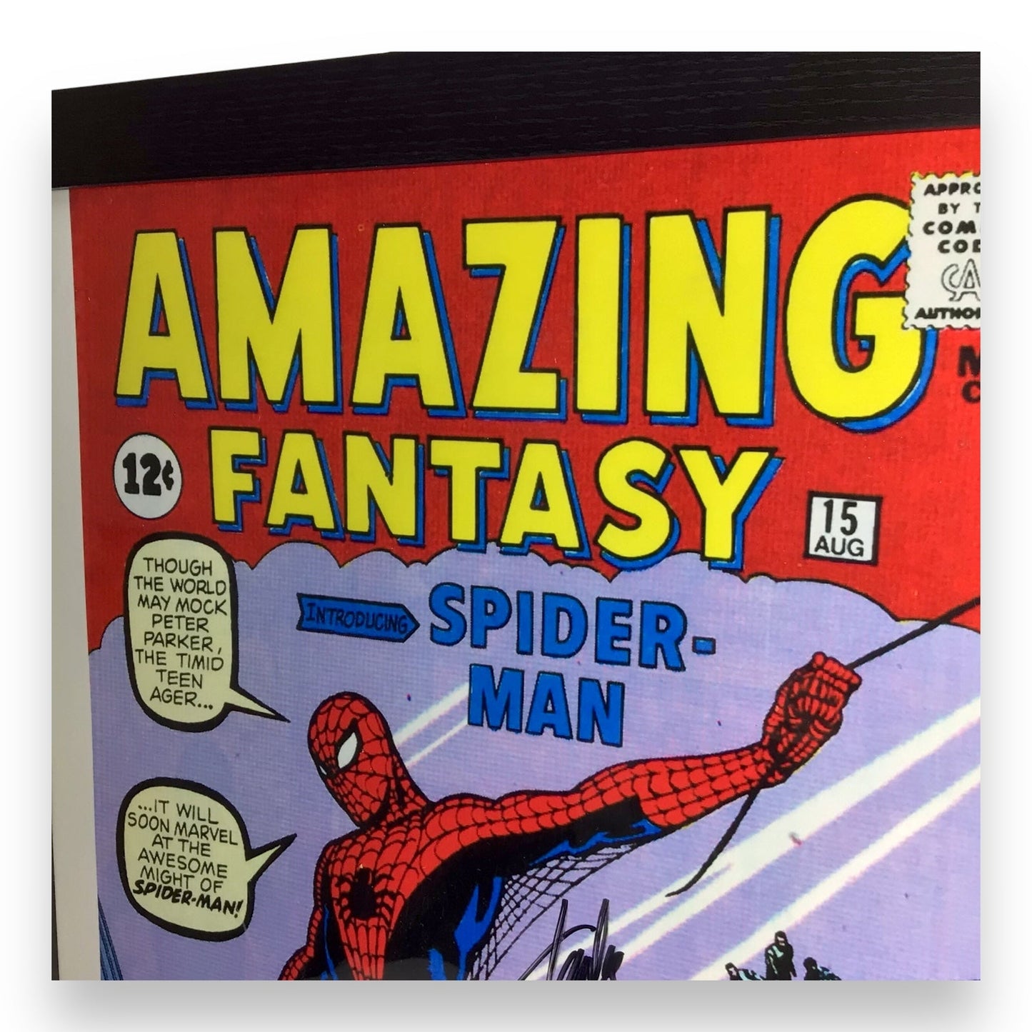 Amazing Fantasy #15 Spider-Man Poster Signed by Stan Lee, JSA Certified