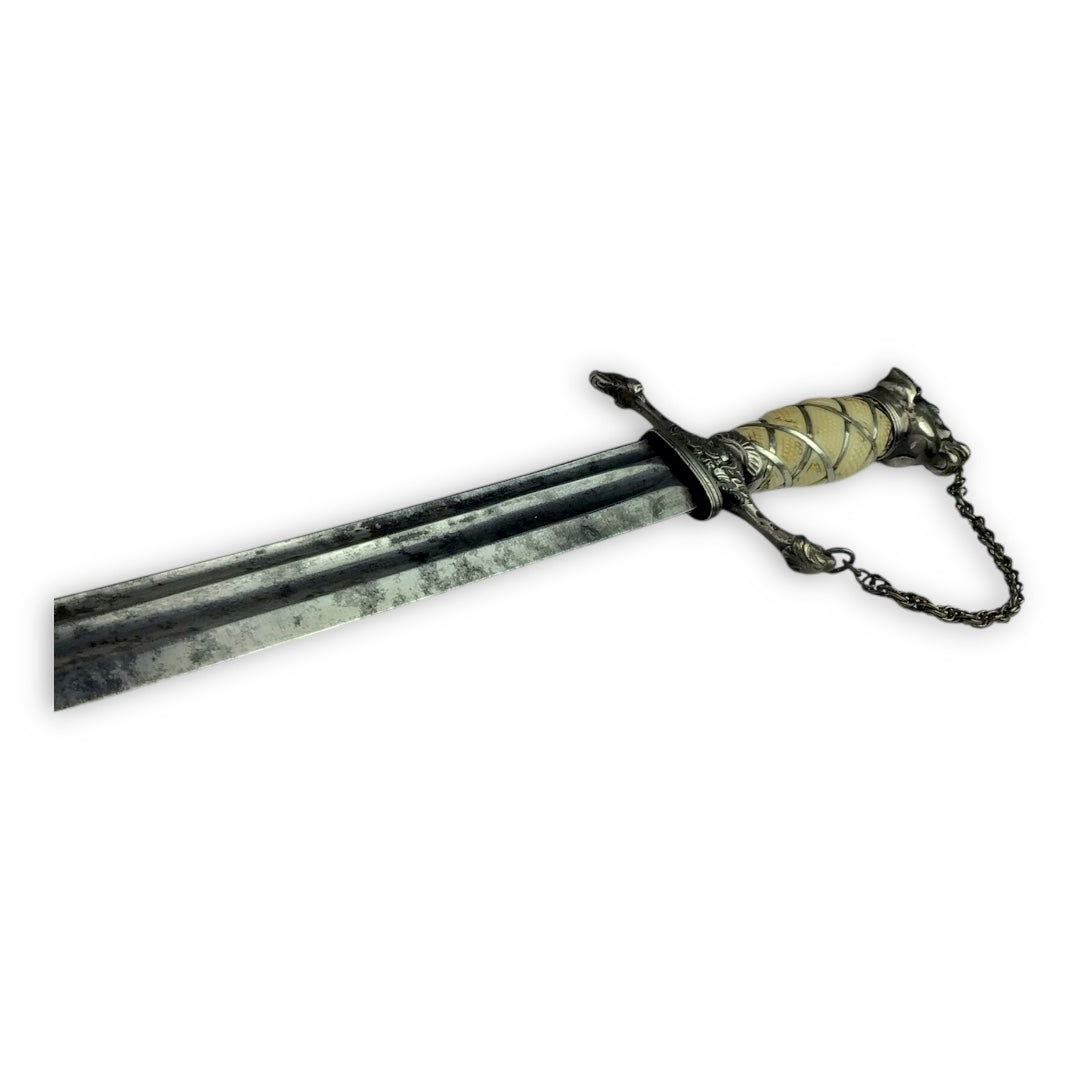 American Revolutionary War Dog Head Silver Hilt Sword Hallmarked 1770