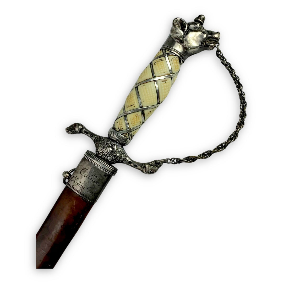 American Revolutionary War Dog Head Silver Hilt Sword Hallmarked 1770