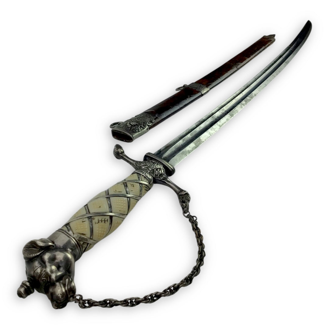 American Revolutionary War Dog Head Silver Hilt Sword Hallmarked 1770