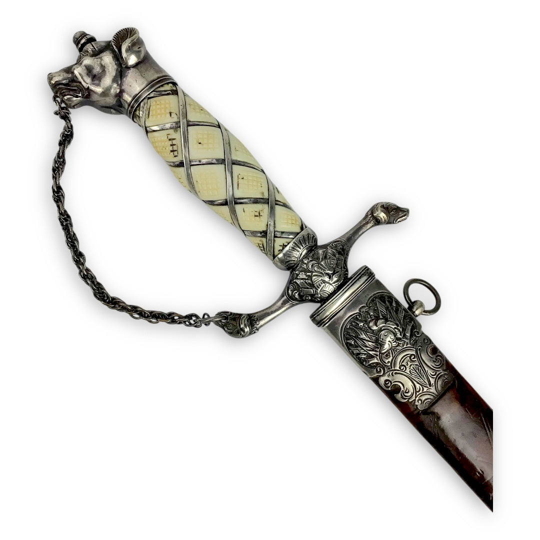 American Revolutionary War Dog Head Silver Hilt Sword Hallmarked 1770