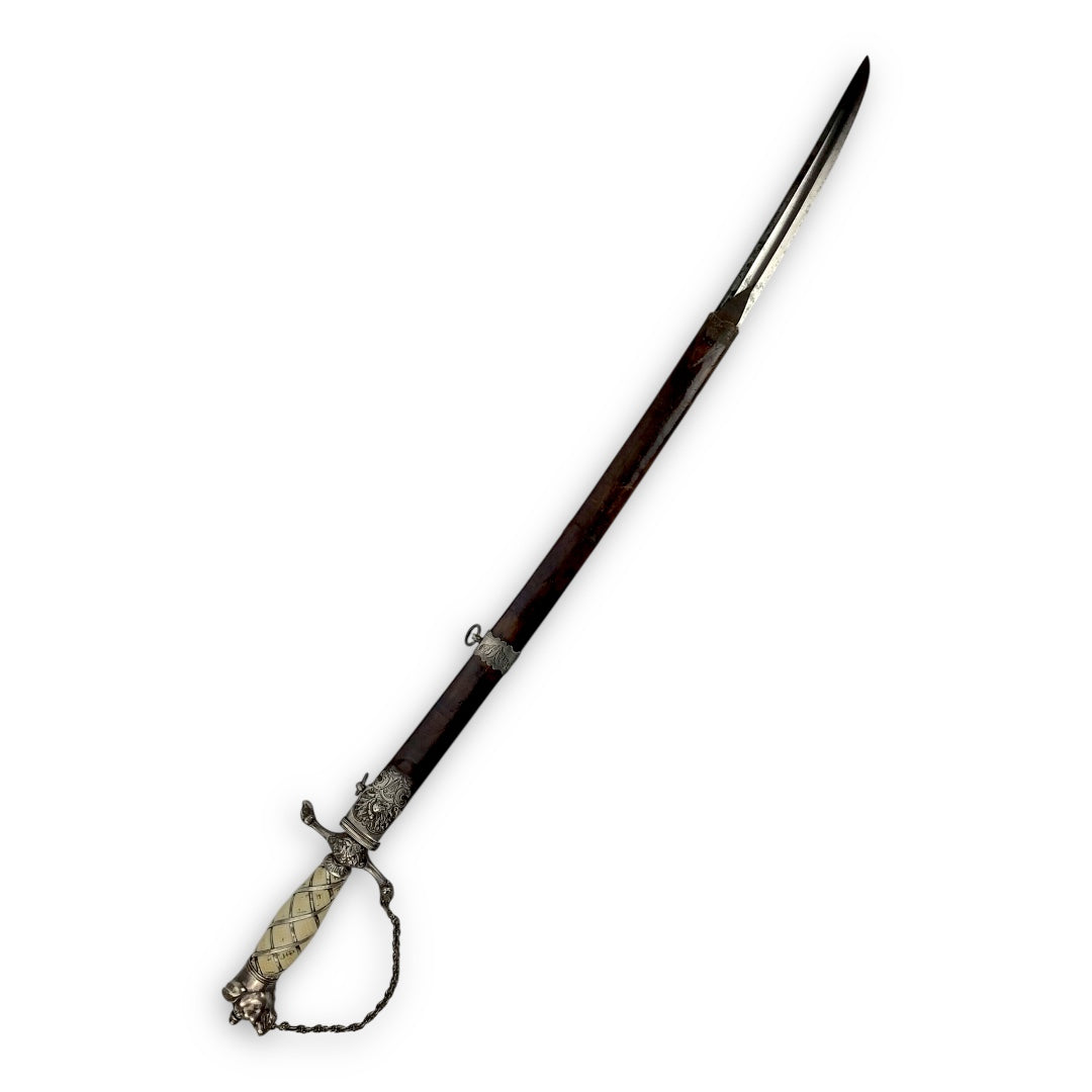 American Revolutionary War Dog Head Silver Hilt Sword Hallmarked 1770