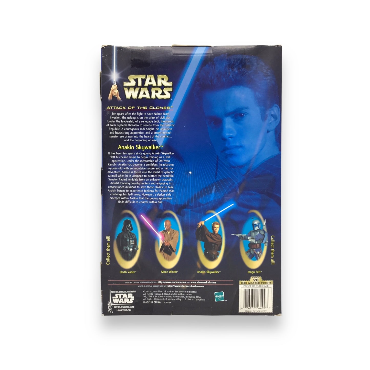 Anakin Skywalker Character Collectible Star Wars Attack of the Clones Hasbro Figure