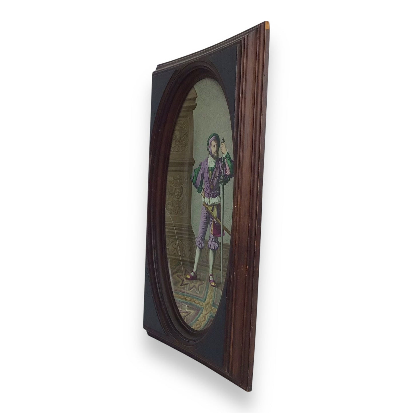 Antique German Porcelain Plaque of a Landsknecht Warrior, 19th Century