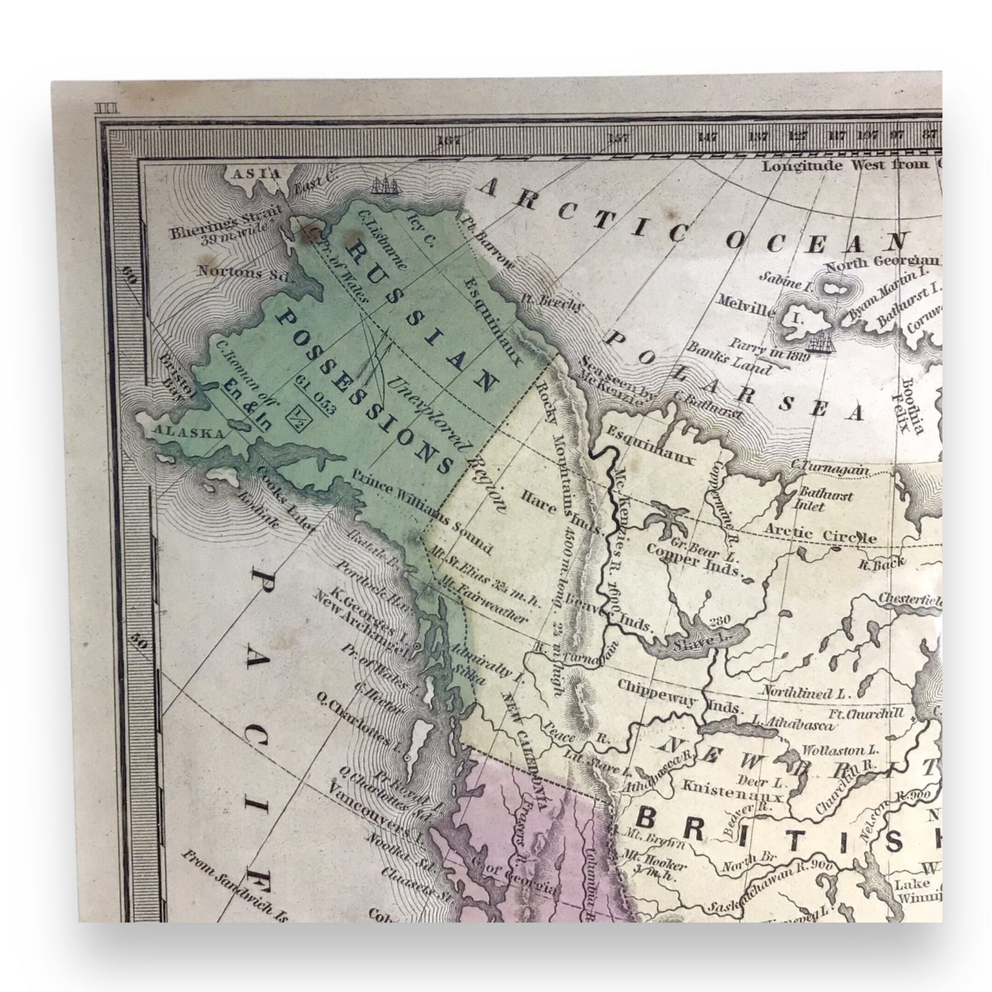 Antique Map of North America, Early Texas Republic & Russian Alaska - 1839