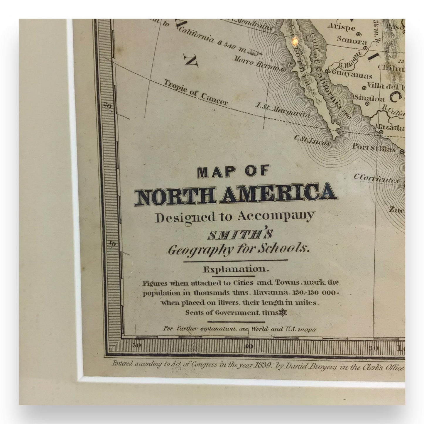 Antique Map of North America, Early Texas Republic & Russian Alaska - 1839