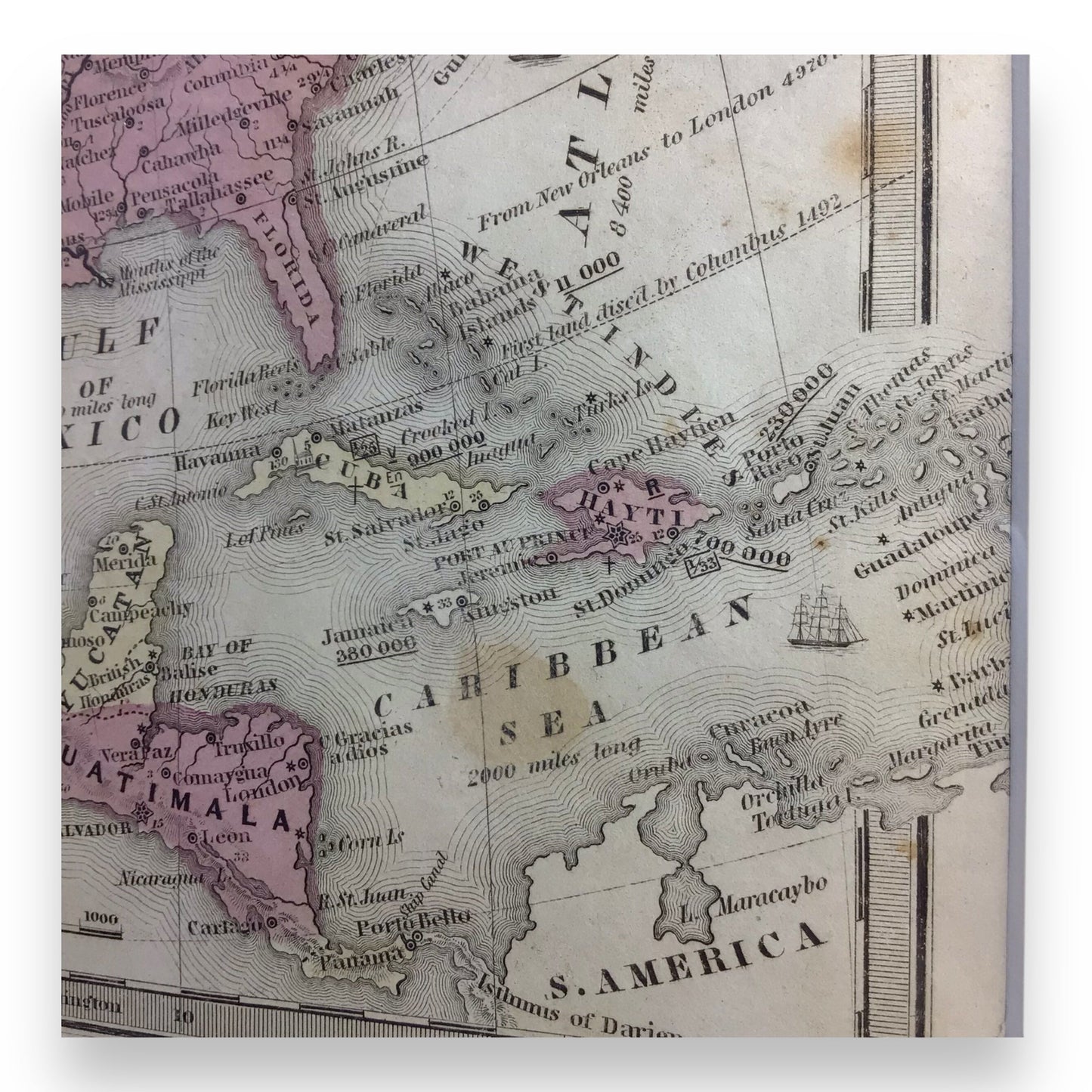 Antique Map of North America, Early Texas Republic & Russian Alaska - 1839