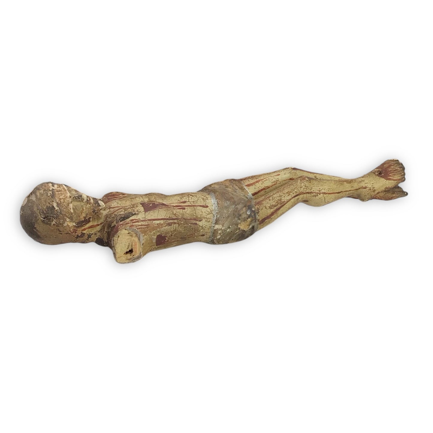 Antique Wooden Crucifix Figure of Christ - Missing Arms (17th Century)
