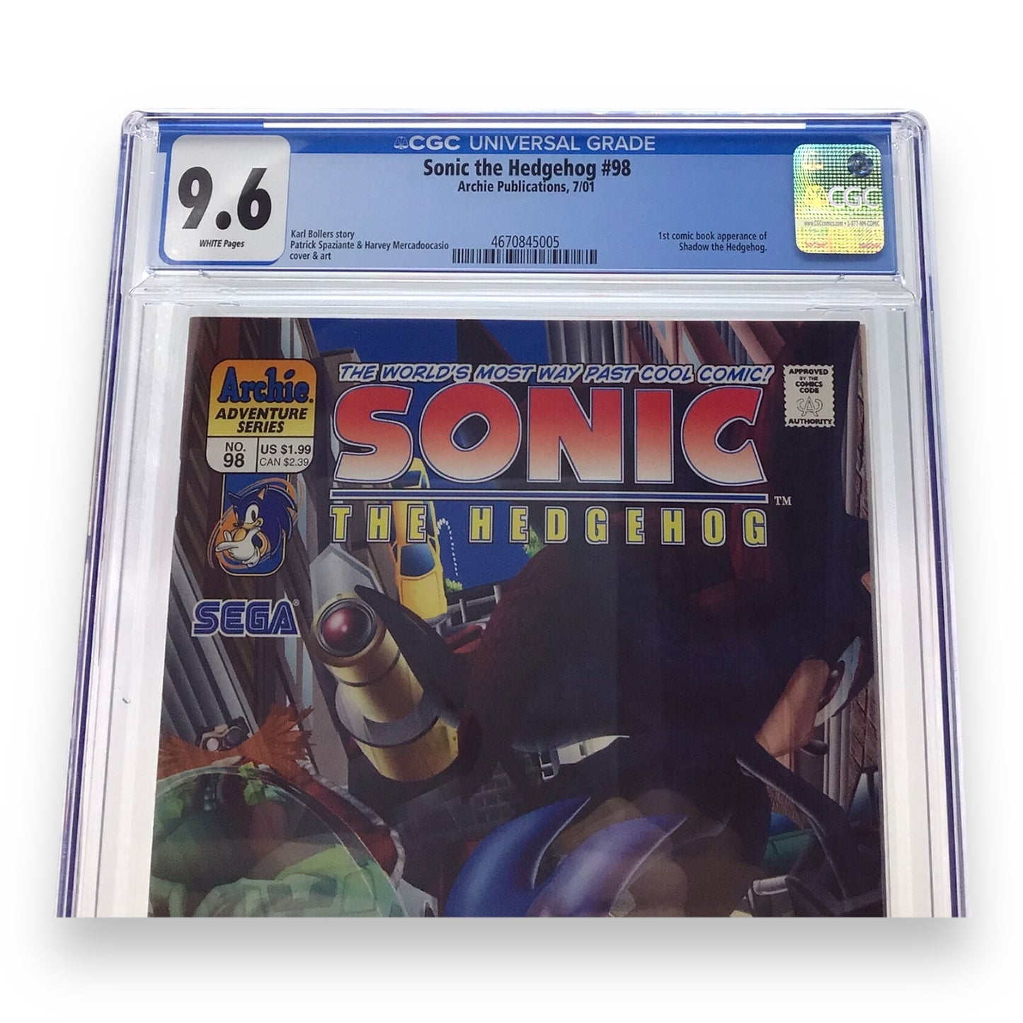 Archie Publications Sonic the Hedgehog #98, First Appearance of Shadow - CGC Graded 9.6