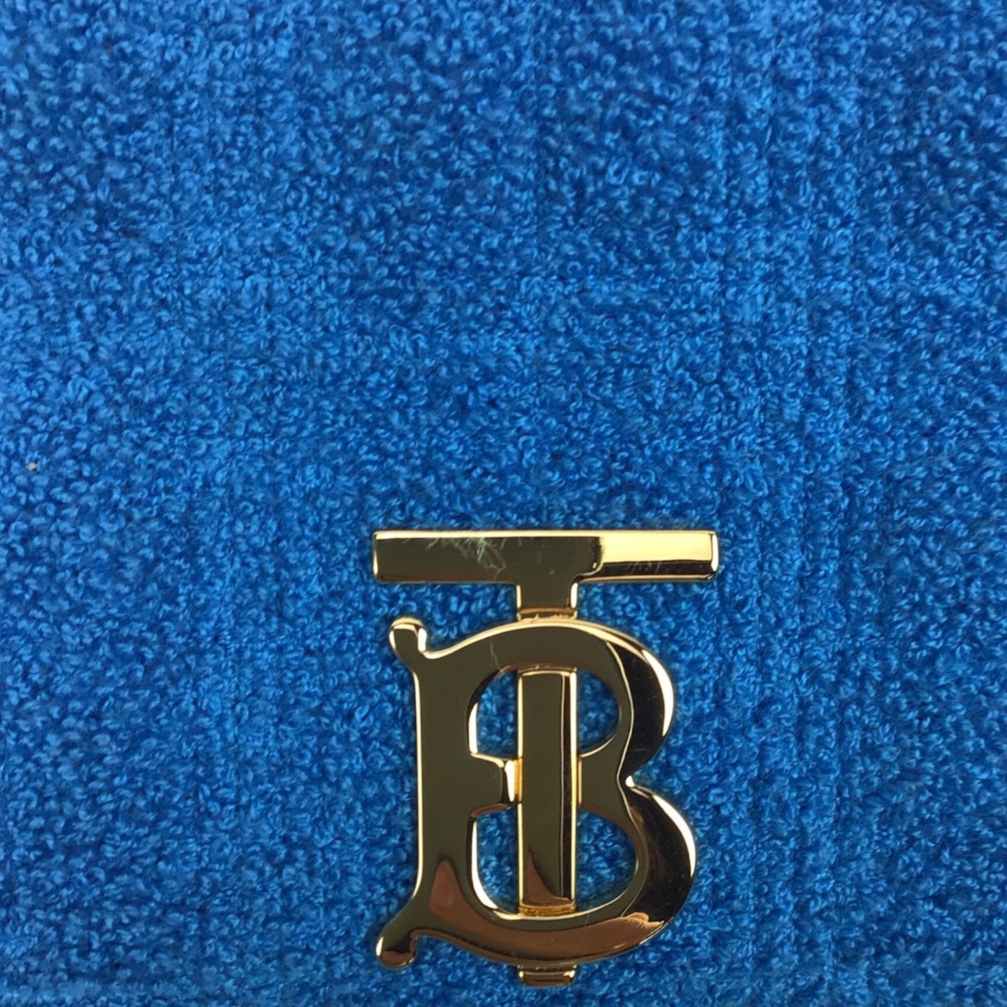 Authentic Burberry Lola Handbag - Blue Terry Cloth and Leather with Gold-Tone Hardware