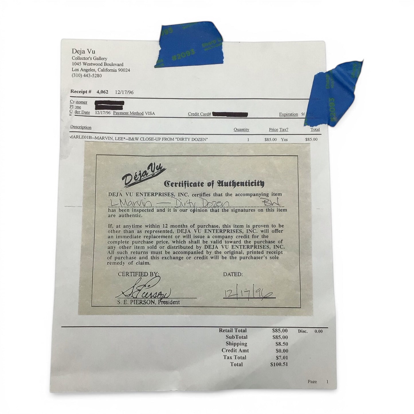 Framed Dirty Dozen Lee Marvin Signed Photo