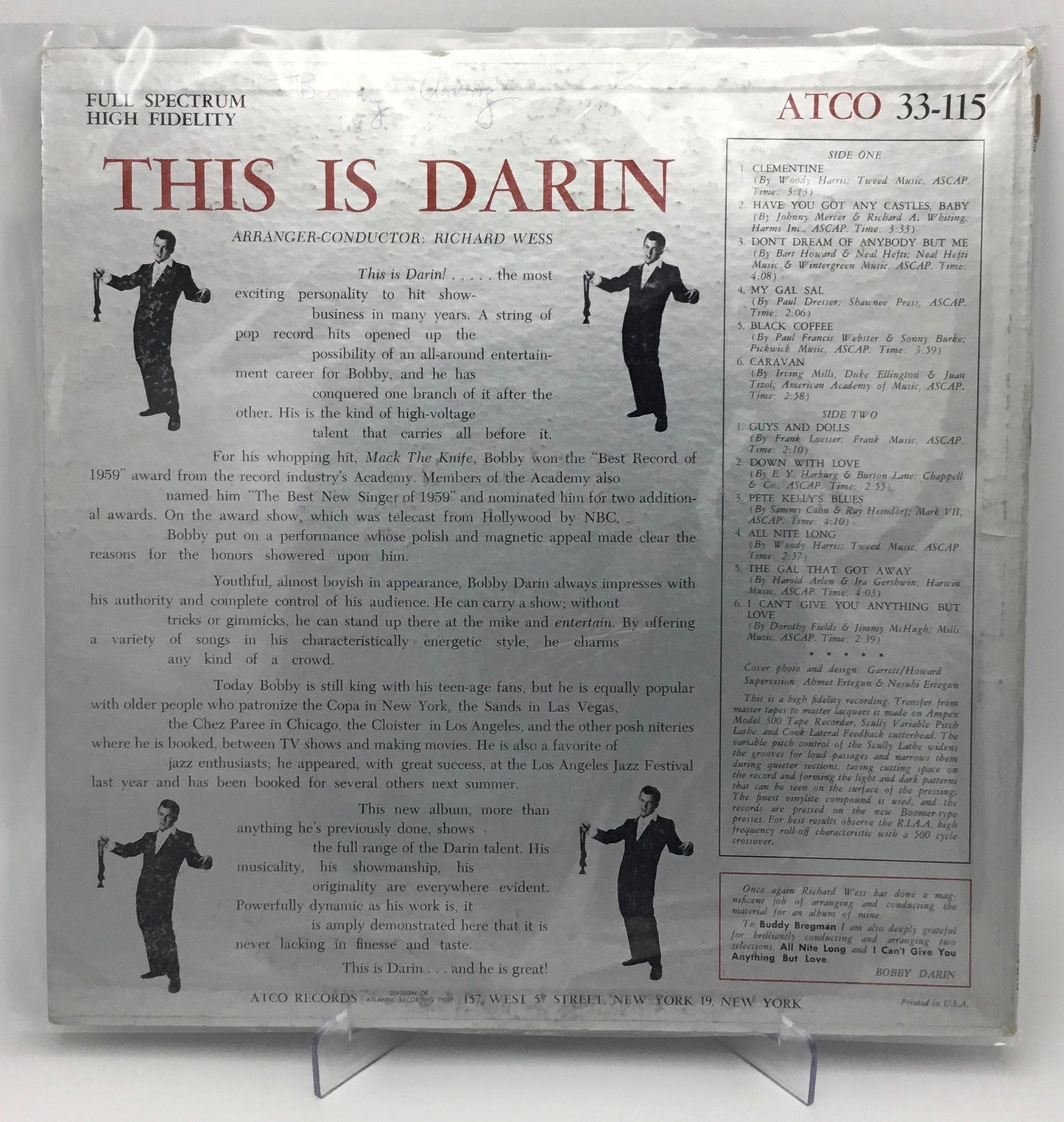 BOBBY DARIN - THIS IS DARIN ATCO 33-115 ALBUM U.S. ORIGINAL LP