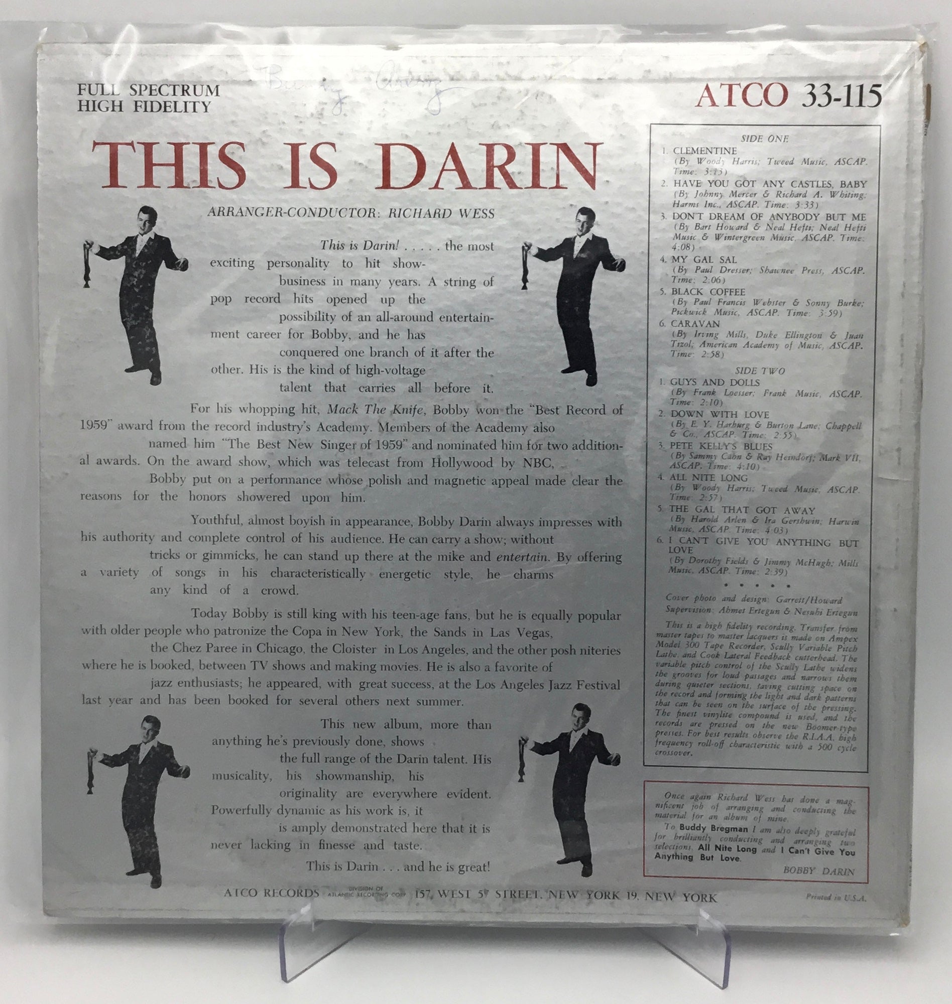 BOBBY DARIN - THIS IS DARIN ATCO 33-115 ALBUM U.S. ORIGINAL LP