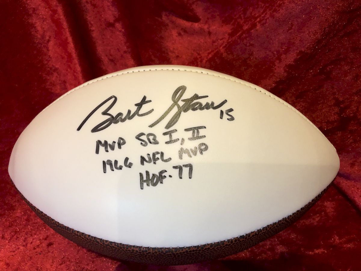 Bart Starr Packers Certified Authentic Autographed Football Shadowbox