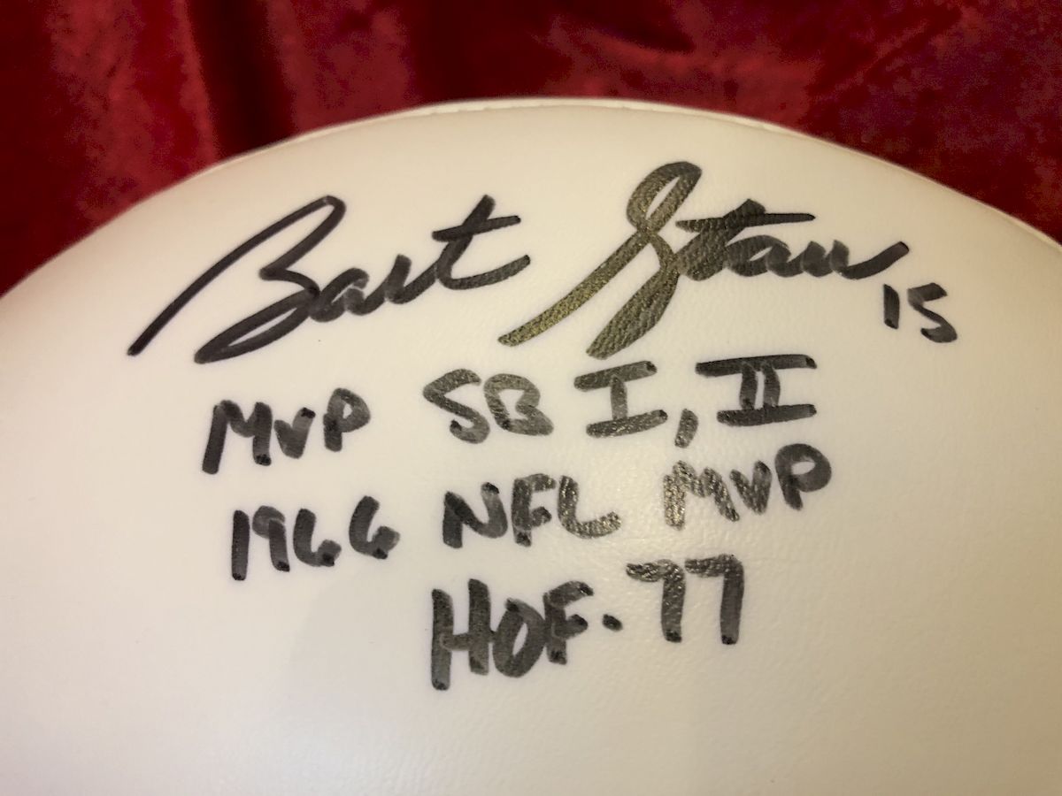 Bart Starr Packers Certified Authentic Autographed Football Shadowbox