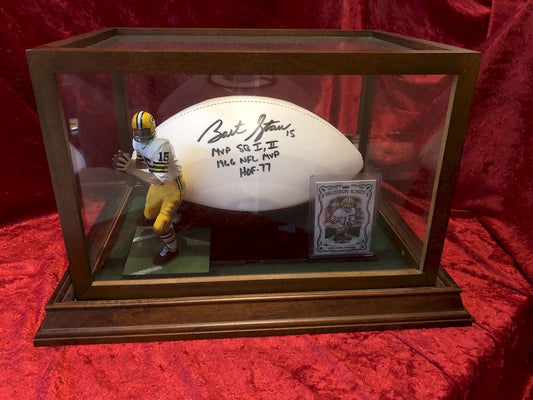 Bart Starr Packers Certified Authentic Autographed Football Shadowbox