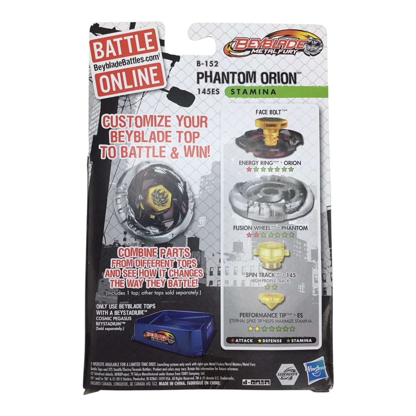 Beyblade Metal Fury Phantom Orion B-152 New in Box