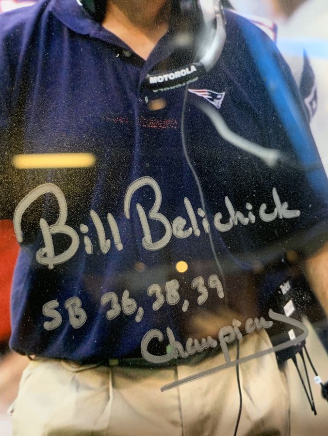 Bill Belichick Signed Photo New England Patriots SB 36 38 39 PSA/DNA Framed