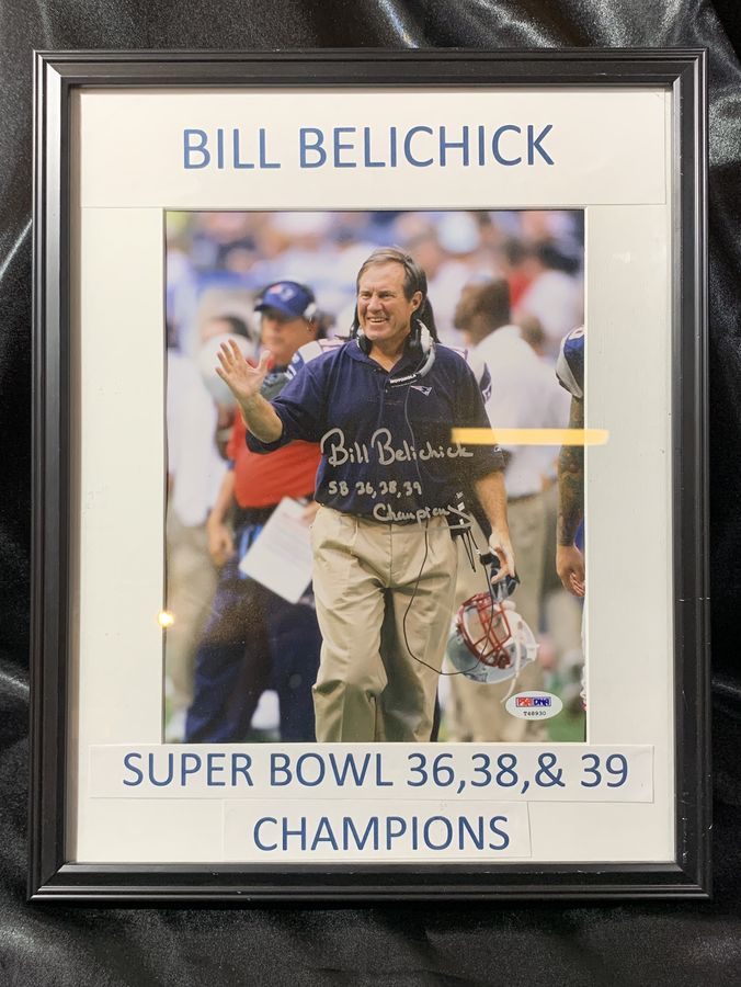 Bill Belichick Signed Photo New England Patriots SB 36 38 39 PSA/DNA Framed