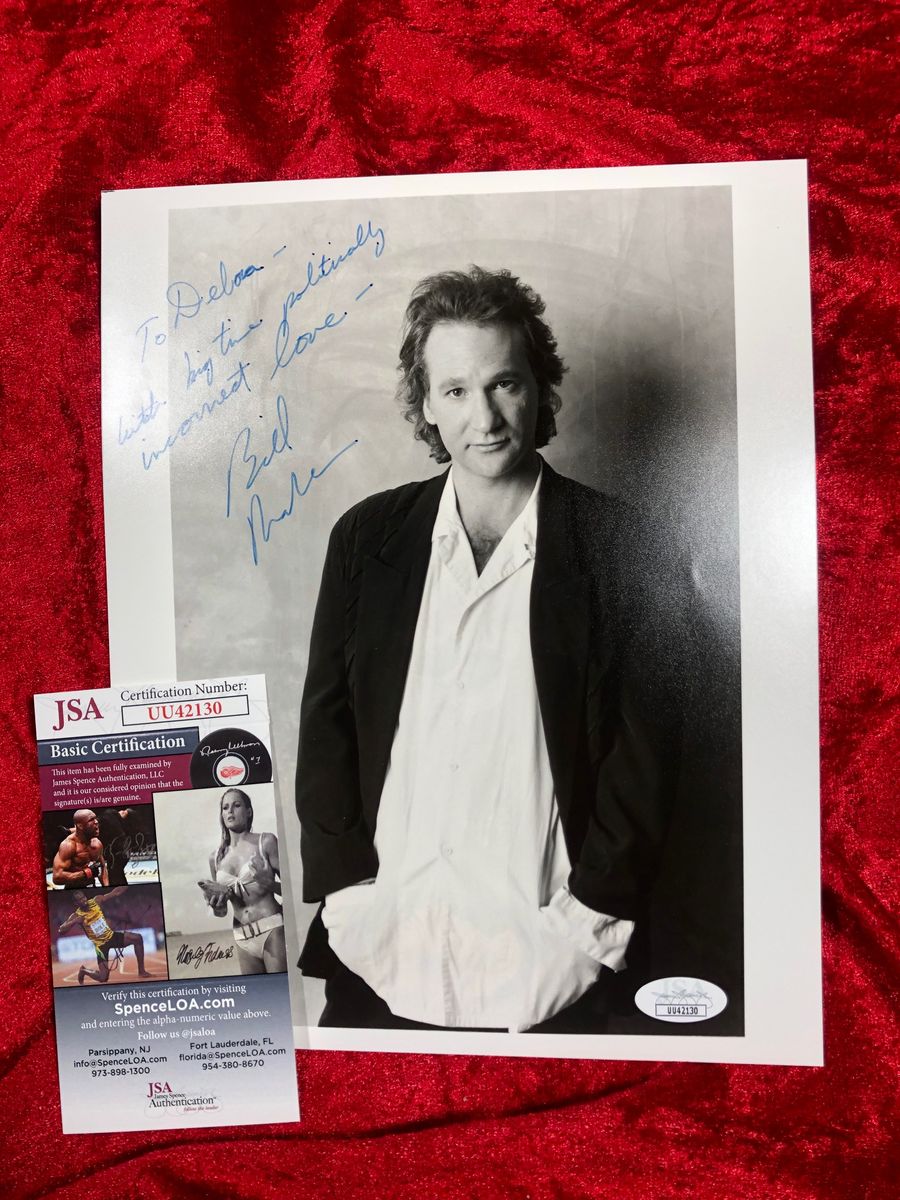Bill Maher 8x10 B&W 3/4 Length Autographed Photo JSA Certified