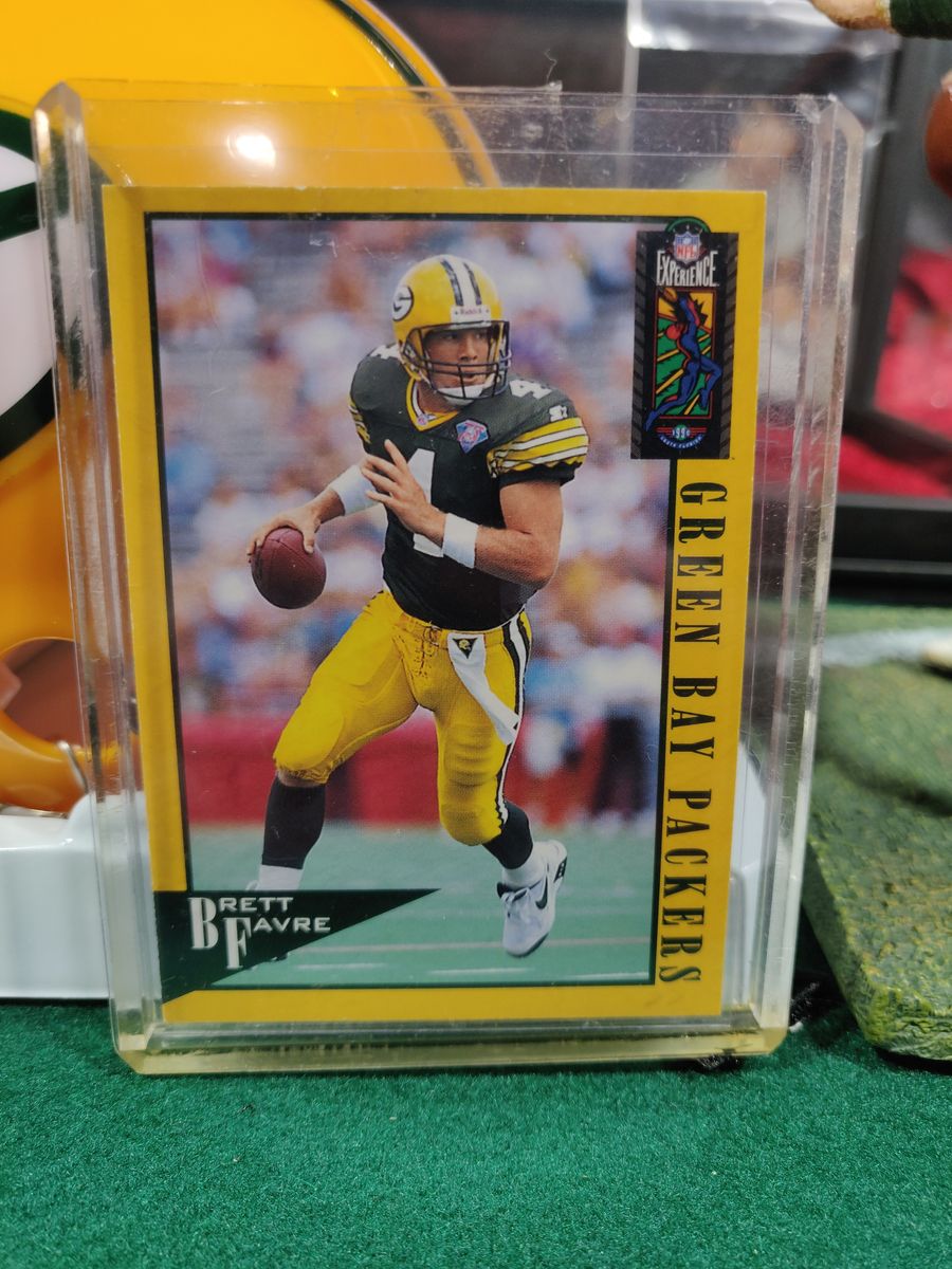Brett Favre Green Bay Packers Autographed Mini Helmet Shadowbox w/ Card and Figure